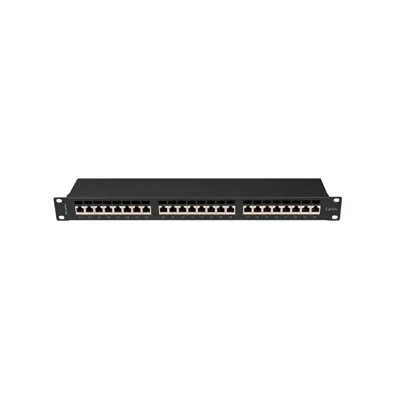 Patch panel Lanberg 24 port 1U kat.6A ekranowany czarny | PartsPC.pl