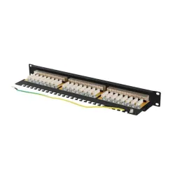 Patch panel Lanberg 24 port 1U kat.6A ekranowany czarny | PartsPC.pl