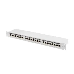 Patch panel Lanberg 24 port 1U kat.6A ekranowany szary | PartsPC.pl
