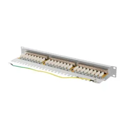 Patch panel Lanberg 24 port 1U kat.6A ekranowany szary | PartsPC.pl