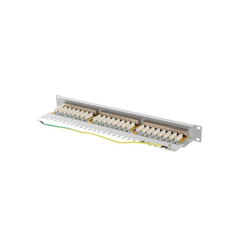 Patch panel Lanberg 24 port 1U kat.6A ekranowany szary | PartsPC.pl