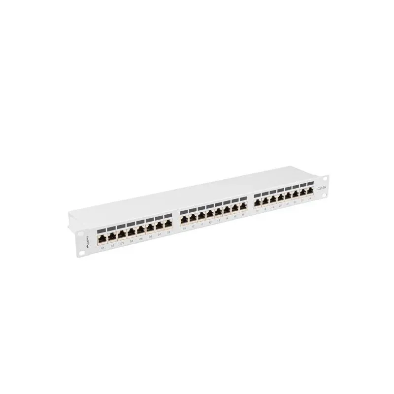 Patch panel Lanberg 24 port 1U kat.6A ekranowany szary | PartsPC.pl