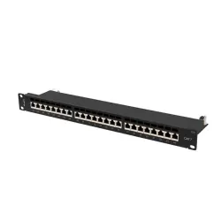 Patch panel Lanberg 24 port 1U kat.7 ekranowany czarny | PartsPC.pl