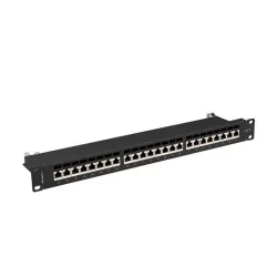Patch panel Lanberg 24 port 1U kat.7 ekranowany czarny | PartsPC.pl