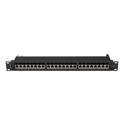 Patch panel Lanberg 24 port 1U kat.7 ekranowany czarny | PartsPC.pl