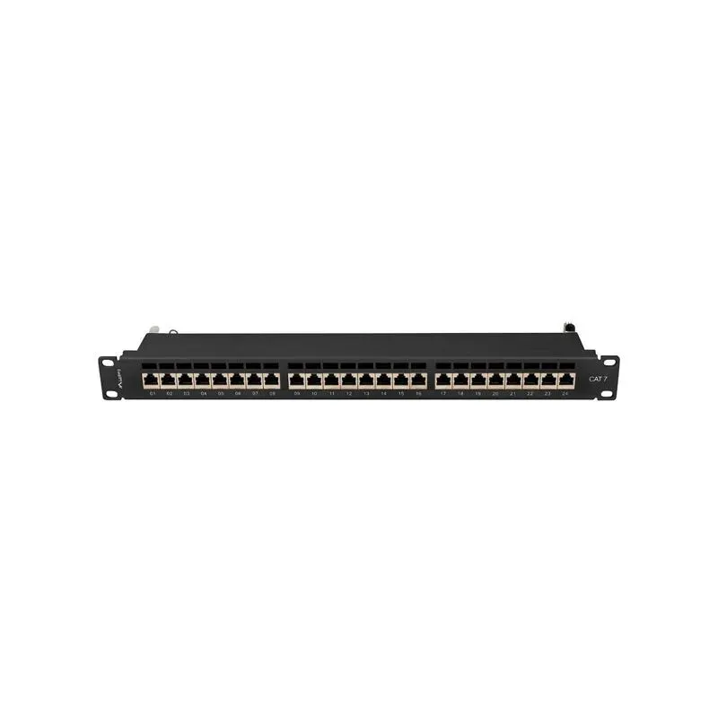Patch panel Lanberg 24 port 1U kat.7 ekranowany czarny | PartsPC.pl