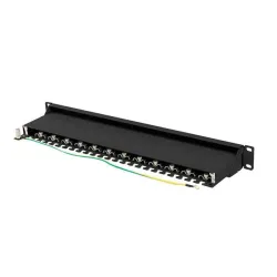Patch panel Lanberg 24 port 1U kat.7 ekranowany czarny | PartsPC.pl