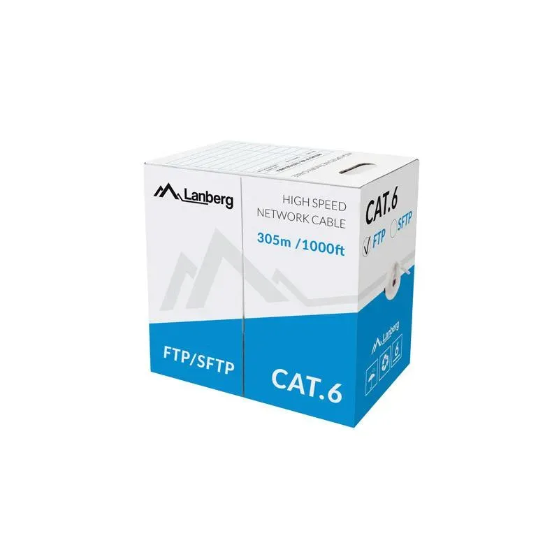 Kabel FTP Lanberg kat. 6 305m drut CU szary | PartsPC.pl