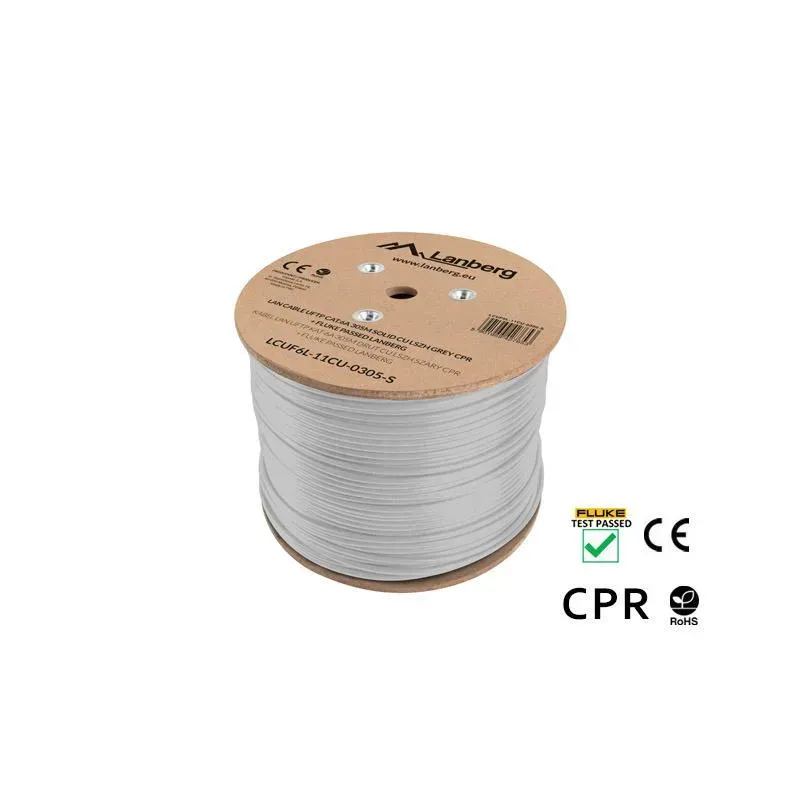 Kabel UFTP Lanberg kat. 6A 305m drut CU szary CPR+ fluke | PartsPC.pl