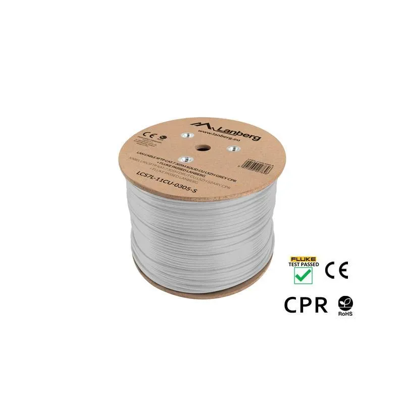 Kabel SFTP Lanberg kat. 7 305m drut CU szary CPR+ fluke | PartsPC.pl