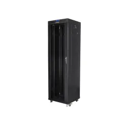 Szafa instalacyjna Rack stojąca 19" 42U 600x600 czarna drzwi szklane LCD