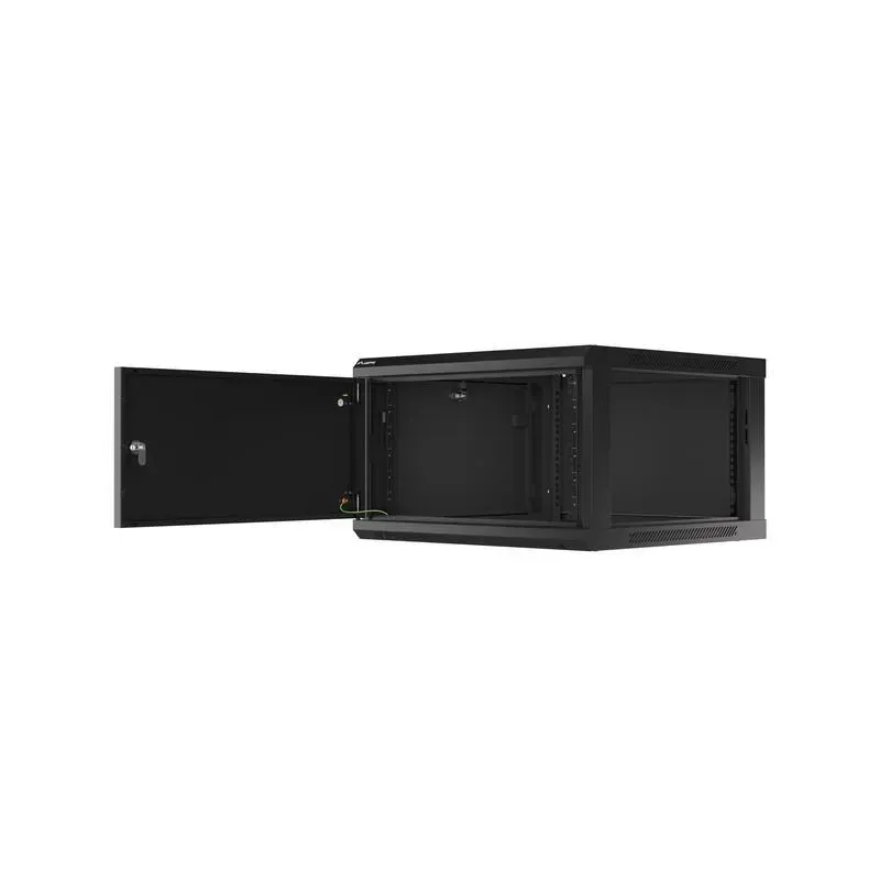 Szafa instalacyjna Rack wisząca 19" 6U 600x600 czarna drzwi metalowe