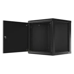 Szafa instalacyjna Rack wisząca 19" 12U 600x600 czarna drzwi metalowe