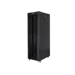 Szafa instalacyjna Rack stojąca 19" 42U 600x1200 czarna drzwi szklane LCD
