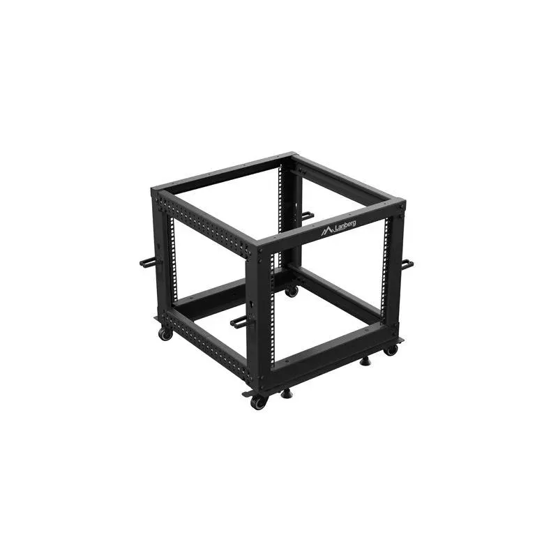 Stojak open rack Lanberg 19" 9U 600x600-1100 regulowany czarny