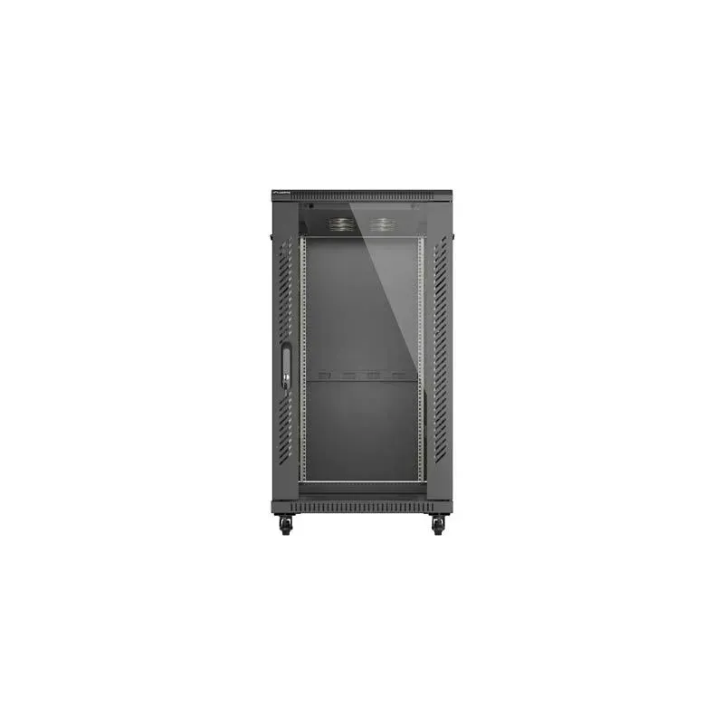 Szafa instalacyjna Rack stojąca 19" 22U 600x1200 czarna drzwi przeszklone