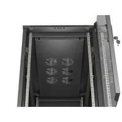 Szafa instalacyjna Rack stojąca 19" 22U 600x1200 czarna drzwi przeszklone