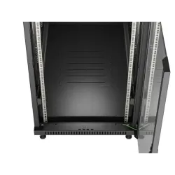 Szafa instalacyjna Rack stojąca 19" 22U 600x1200 czarna drzwi przeszklone