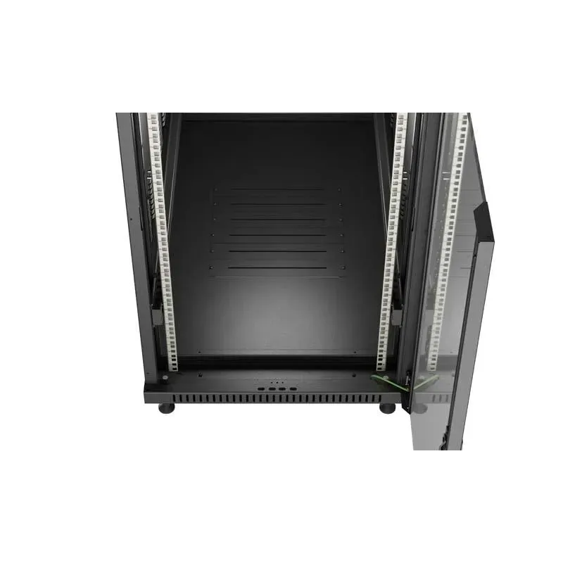 Szafa instalacyjna Rack stojąca 19" 22U 600x1200 czarna drzwi przeszklone