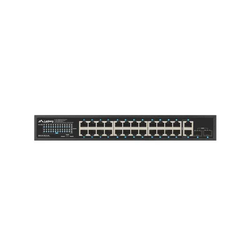 Switch niezarządzalny Lanberg 24x 1Gb PoE+/2x Gb 2x SFP | PartsPC.pl