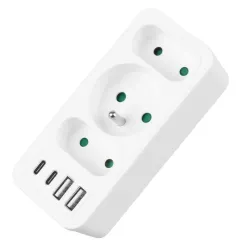 Gniazdko prądowe x3 + 4xUSB Maclean MCE248 F/W, | PartsPC.pl