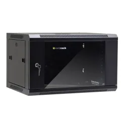 Szafa wisząca 19" Netrack, 6U/600x450mm – czarny, drzwi | PartsPC.pl