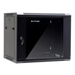 Szafa wisząca 19" Netrack, 9U/600x450mm – czarny, drzwi | PartsPC.pl