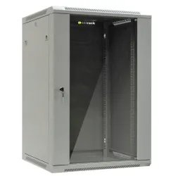 Szafa wisząca 19" Netrack, 18U/600x600mm - szary, drzwi | PartsPC.pl
