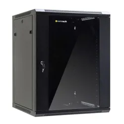 Szafa wisząca 19" Netrack, 15U/600x600mm - czarny, drzwi | PartsPC.pl