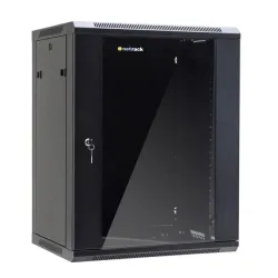 Szafa wisząca 19" Netrack, 15U/600x450mm - czarny, drzwi | PartsPC.pl