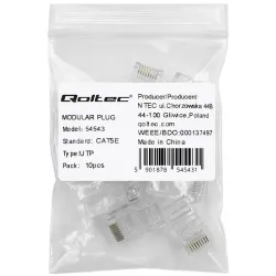 Wtyk QOLTEC przelotowy złącze RJ45 | CAT5e | UTP | Pass | PartsPC.pl
