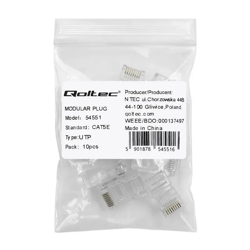 Wtyk QOLTEC złącze modularne RJ45 | CAT5e | UTP | | PartsPC.pl