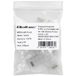 Wtyk QOLTEC przelotowy złącze RJ45 | CAT6 | UTP | Pass | PartsPC.pl