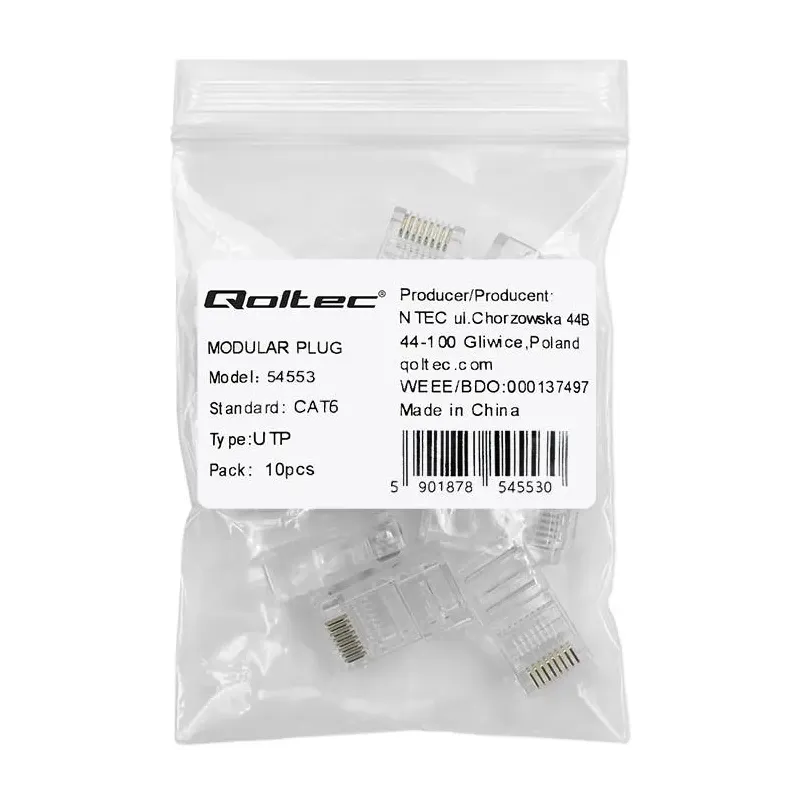 Wtyk QOLTEC złącze modularne RJ45 | CAT6 | UTP | | PartsPC.pl