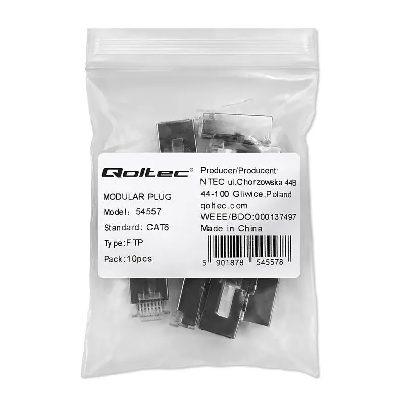 Wtyk QOLTEC złącze modularne RJ45 | CAT6 | FTP | | PartsPC.pl