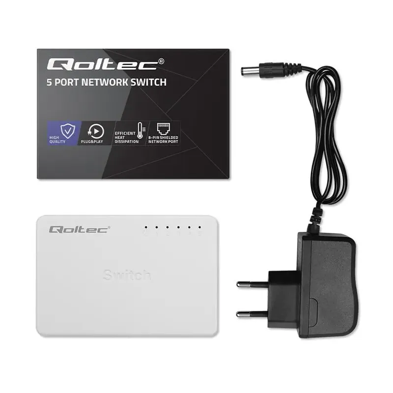 Switch niezarządzalny Qoltec przełącznik sieciowy 5 x | PartsPC.pl
