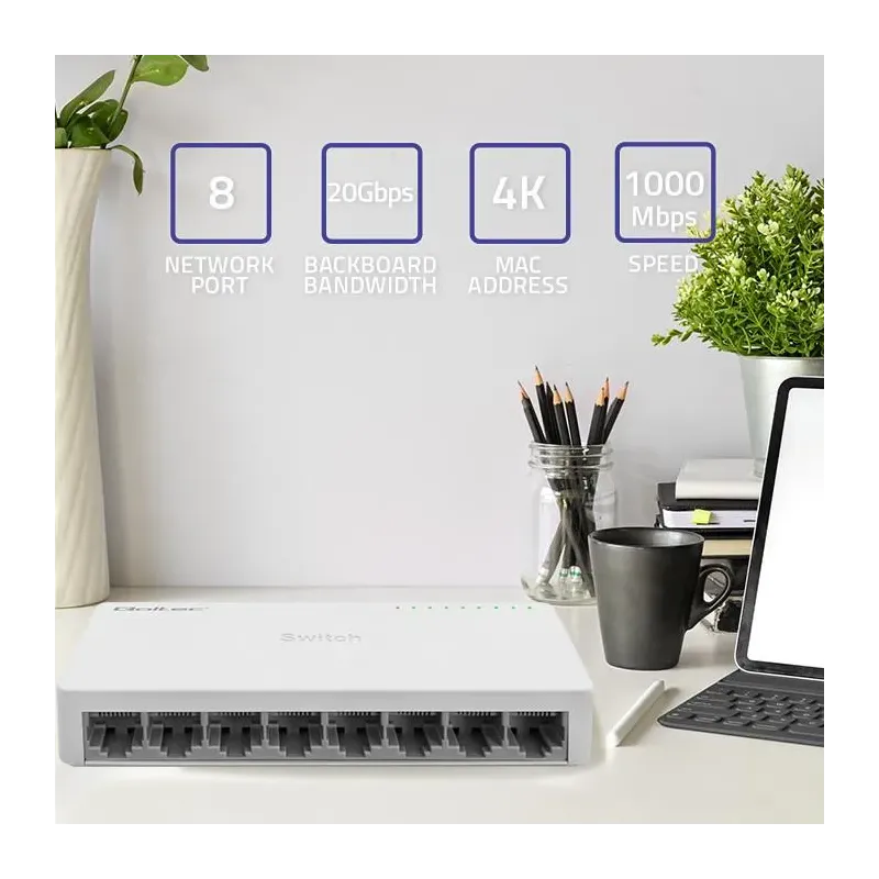 Switch niezarządzalny Qoltec przełącznik sieciowy 8 x | PartsPC.pl