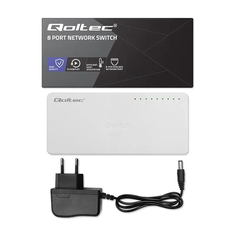 Switch niezarządzalny Qoltec przełącznik sieciowy 8 x | PartsPC.pl