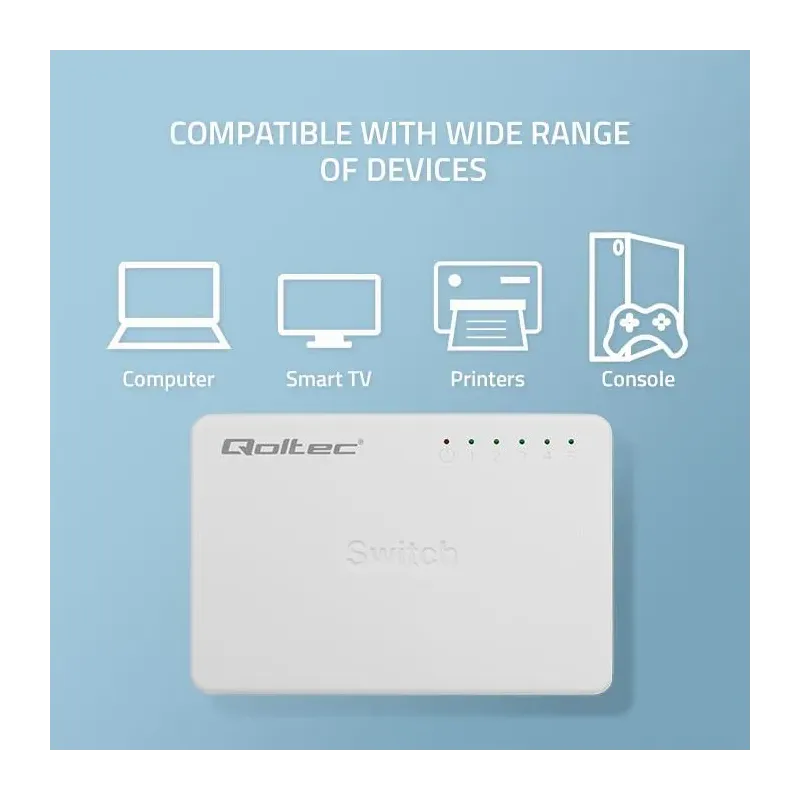 Switch niezarządzalny Qoltec przełącznik sieciowy 5 x | PartsPC.pl