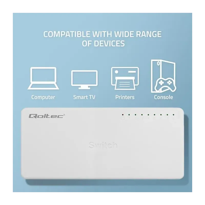 Switch niezarządzalny Qoltec przełącznik sieciowy 8 x | PartsPC.pl