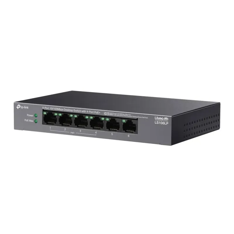 Switch niezarządzalny TP-Link LS106LP 6x100 4x PoE+ 41W | PartsPC.pl