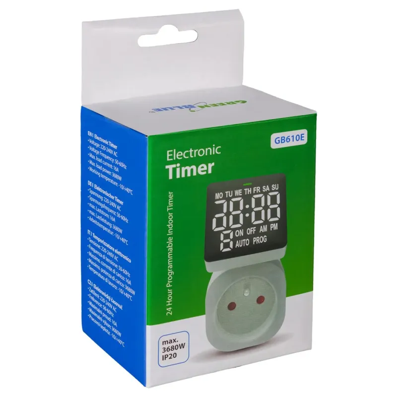 Włącznik czasowy - timer cyfrowy GreenBlue, max. | PartsPC.pl