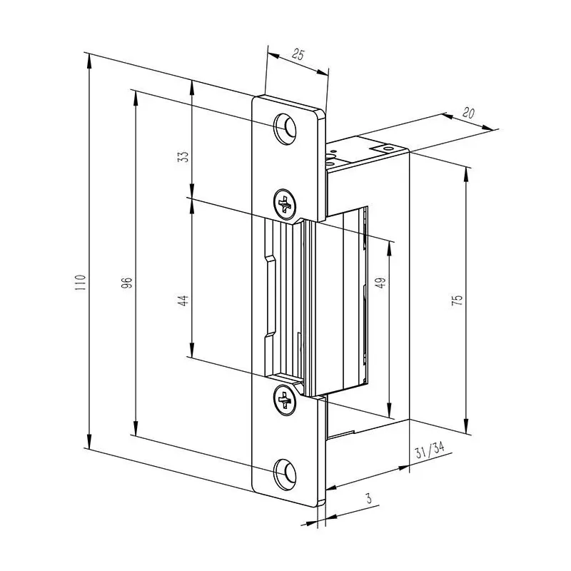 Elektrozaczep Qoltec symetryczny rewersyjny | 300mA | 12V | PartsPC.pl
