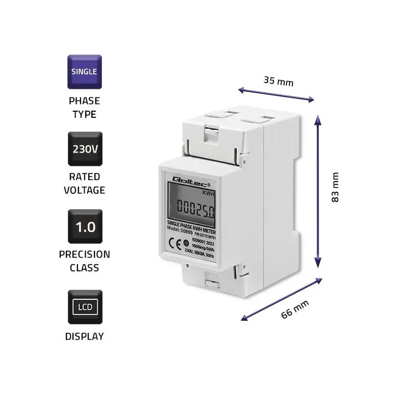 Miernik zużycia energii Qoltec na szynę DIN | | PartsPC.pl