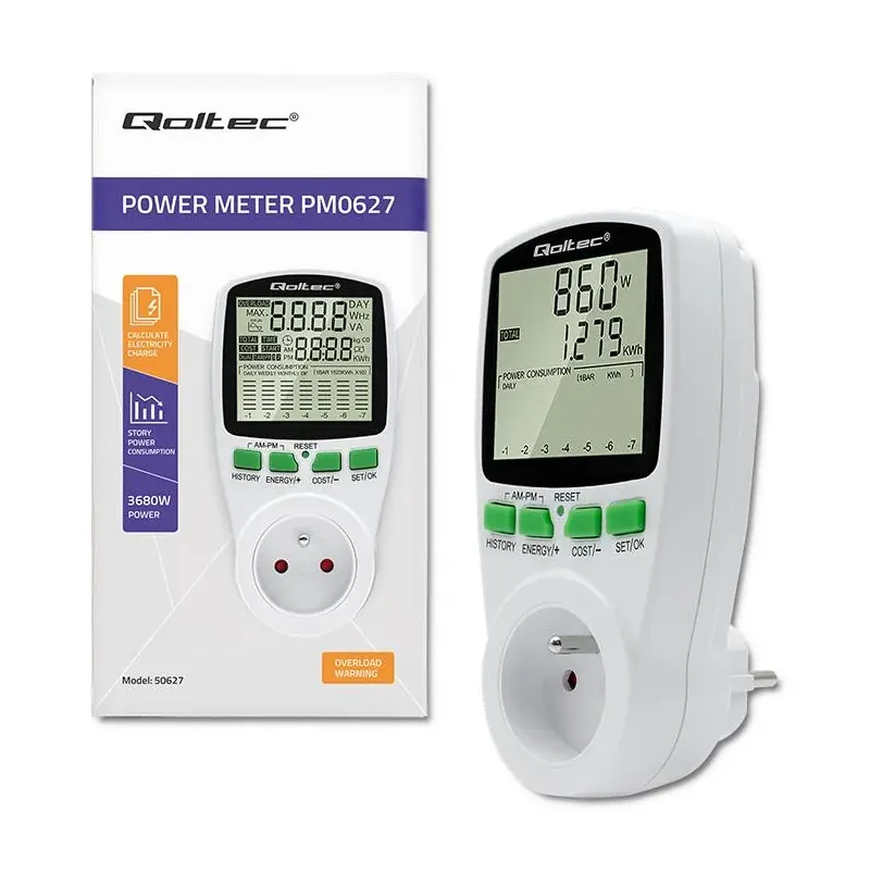 Watomierz Qoltec Licznik zużycia energii PM0627 z... | PartsPC.pl