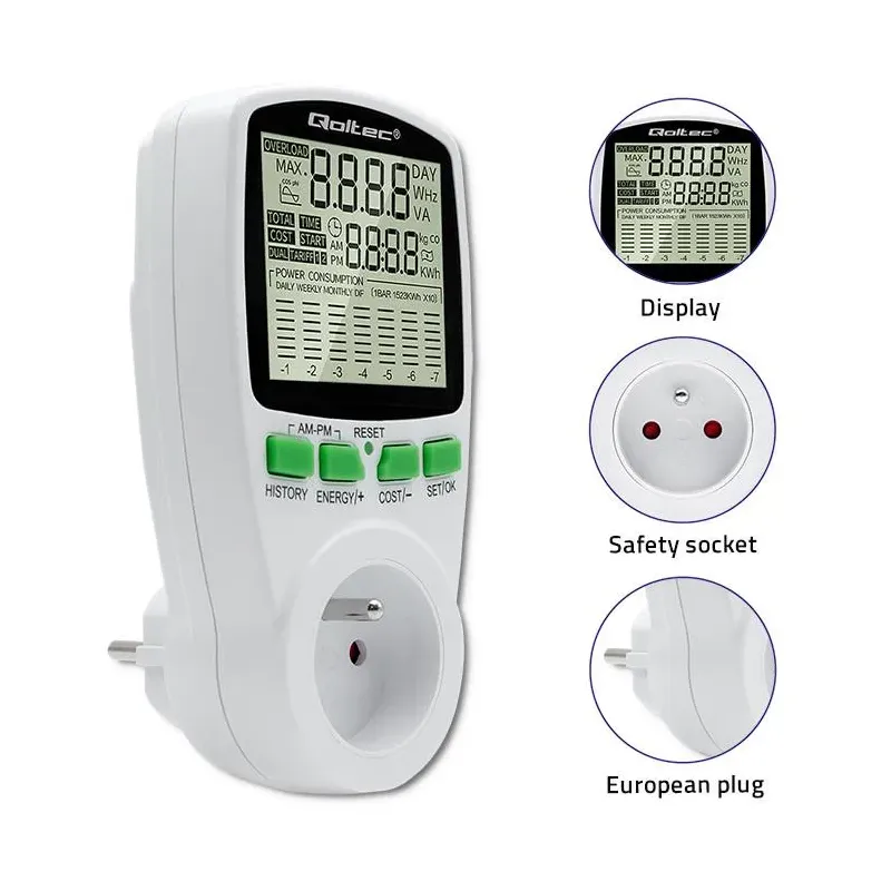 Watomierz Qoltec Licznik zużycia energii PM0627 z... | PartsPC.pl