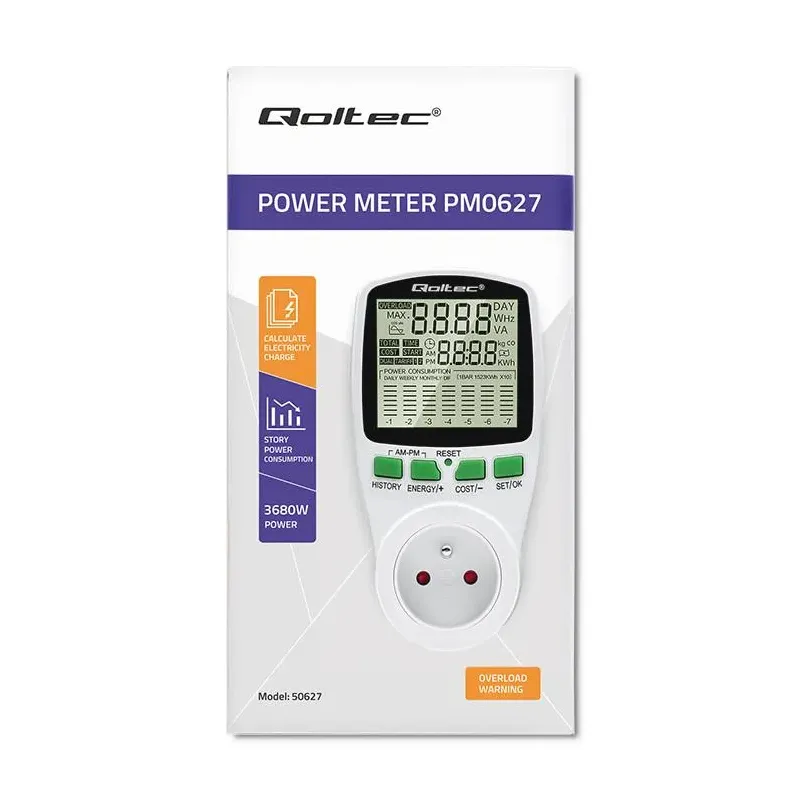 Watomierz Qoltec Licznik zużycia energii PM0627 z... | PartsPC.pl