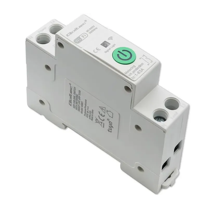 Przekaźnik Wi-Fi Qoltec 63A na szynę DIN z licznikiem | PartsPC.pl