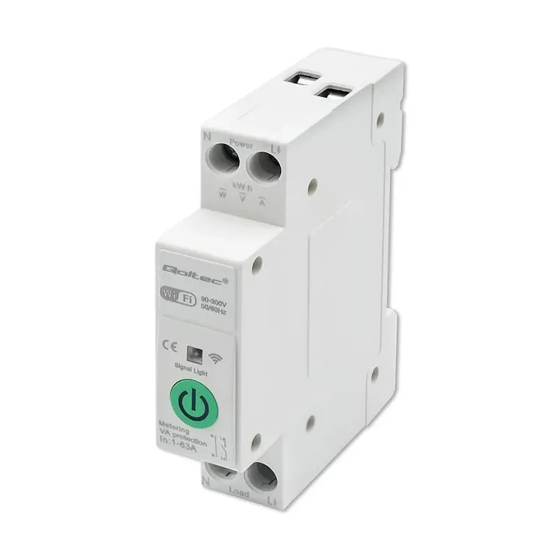 Przekaźnik Wi-Fi Qoltec 63A na szynę DIN z licznikiem | PartsPC.pl