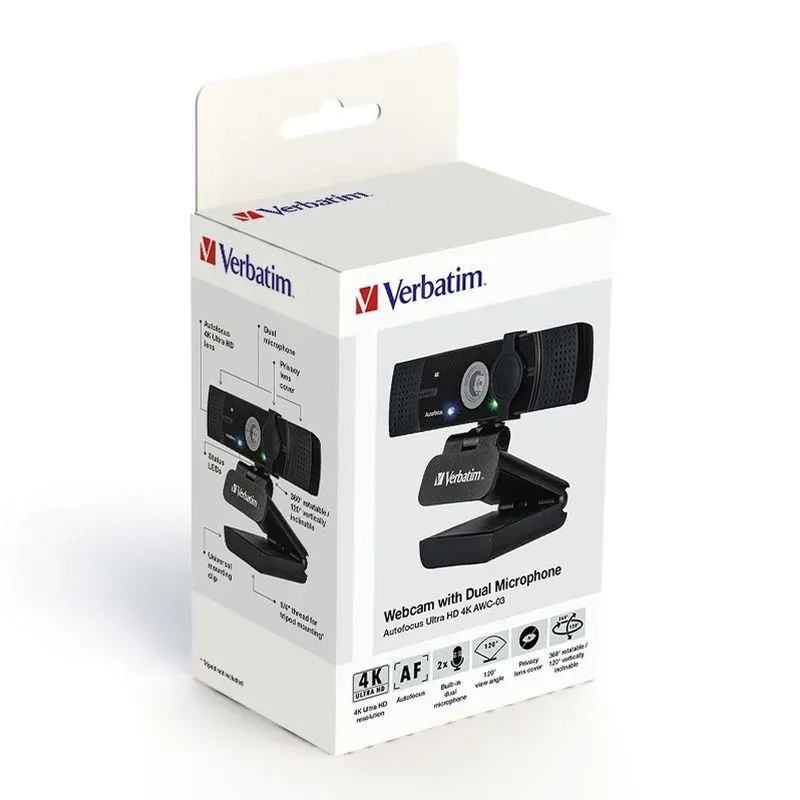 Kamera internetowa Verbatim AWC-03 4K UHD USB 2.0 z | PartsPC.pl